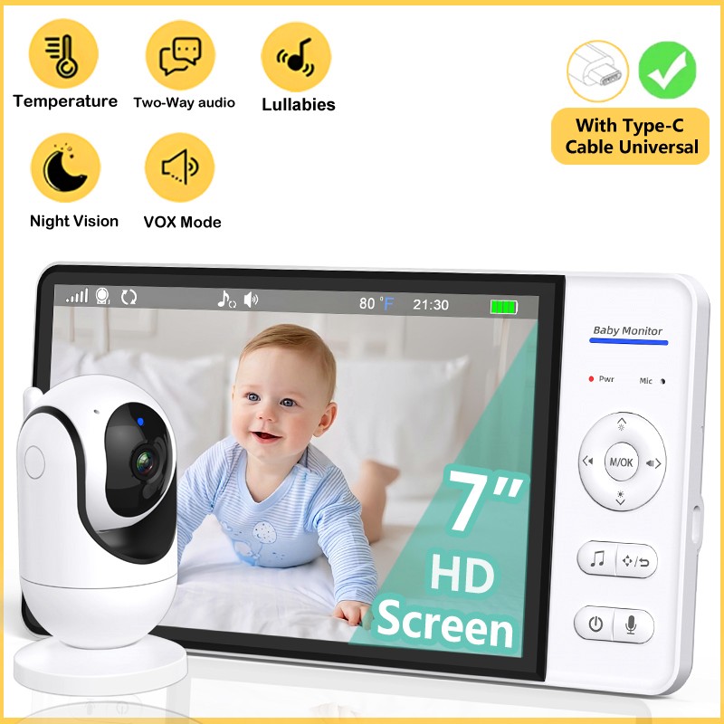 Audio Music Video - No WiFi 7 Inch Baby Monitor
