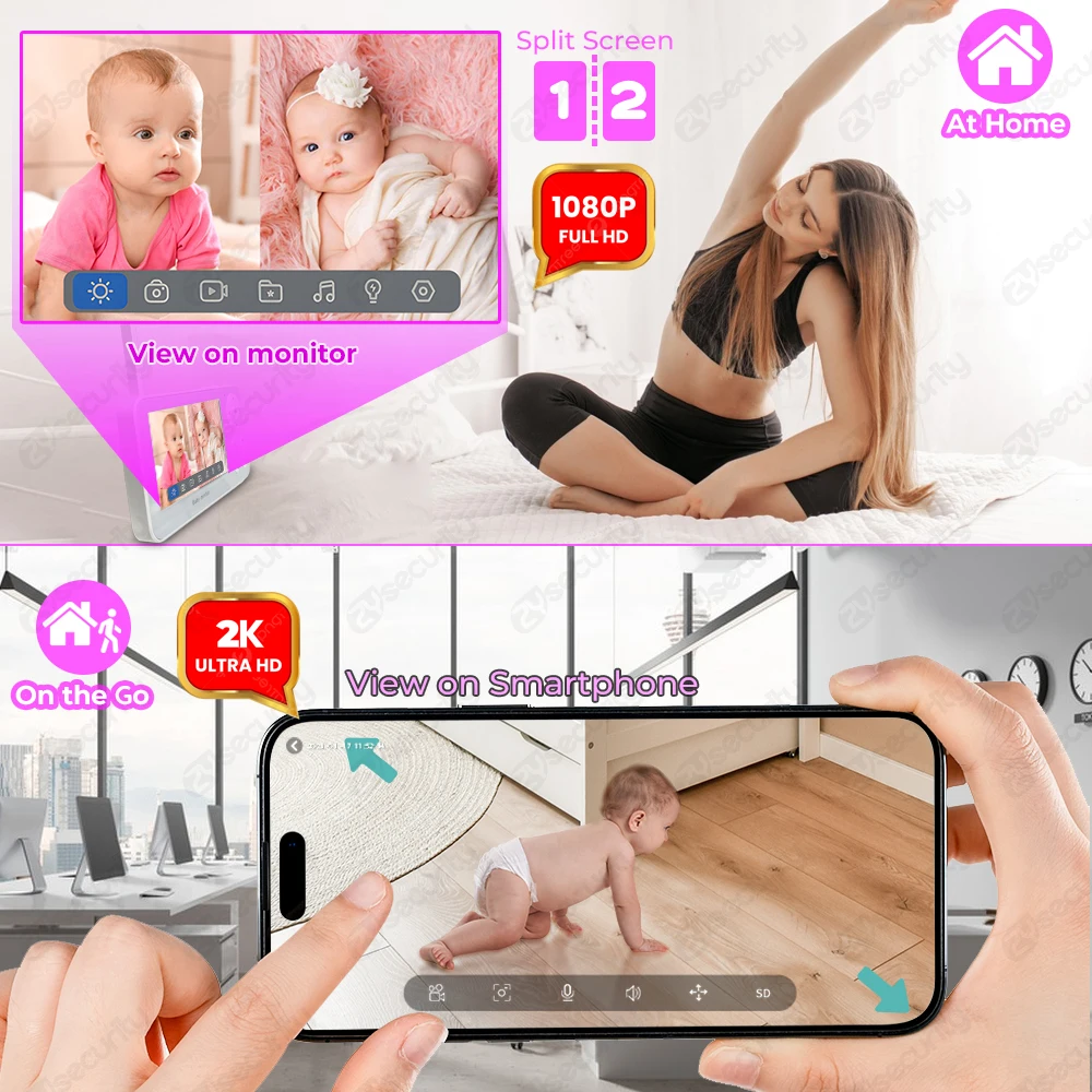 2K 3MP WiFi Baby Monitor with  - огляд і ціна Audio Music Google