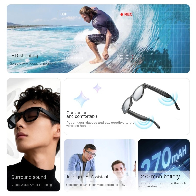 AI Smart Glasses 800W Camera M - огляд і ціна Audio Music Video