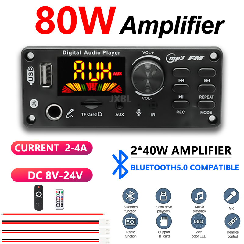 80W Bluetooth 5.0 MP3 Decoder  - огляд і ціна Audio Music Mp3
