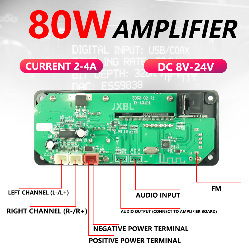80W Bluetooth 5.0 MP3 Decoder  - огляд і ціна Audio Music Mp3